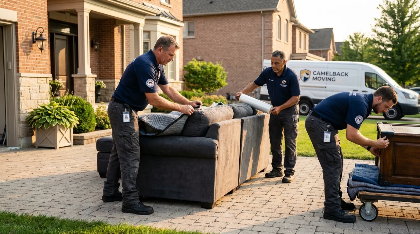 Large estate moving crew wrapping furniture in Shiner, TX